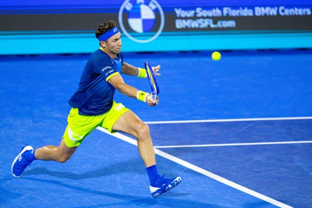 2026 Delray Beach Open - Day 3 Casper Ruud of Norway plays against Marcos Giron of the USA during their match on Day 3 of the Delray Beach Open at the Delray Tennis Center in Delray Beach, Florida, on February 18, 2026. Delray Beach FL United States  Copyright: xMauricioxPaizx originalFilename:paiz-2026delr260218_np1U3.jpg