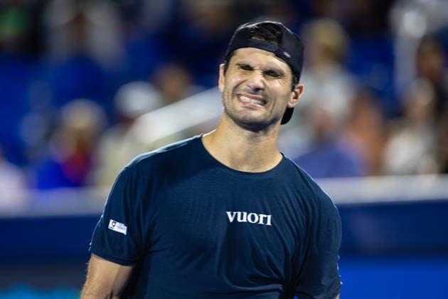 2026 Delray Beach Open - Day 3 Marcos Giron of the USA reacts against Casper Ruud of Norway during their match on Day 3 of the Delray Beach Open at the Delray Tennis Center in Delray Beach, Florida, on February 18, 2026. Delray Beach FL United States  Copyright: xMauricioxPaizx originalFilename:paiz-2026delr260218_npmZT.jpg