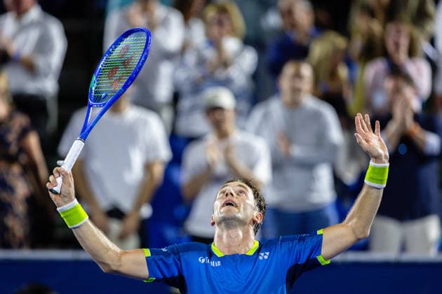 2026 Delray Beach Open - Day 3 Casper Ruud of Norway celebrates defeating Marcos Giron of the USA during their match on Day 3 of the Delray Beach Open at the Delray Tennis Center in Delray Beach, Florida, on February 18, 2026. Delray Beach FL United States  Copyright: xMauricioxPaizx originalFilename:paiz-2026delr260218_npNih.jpg