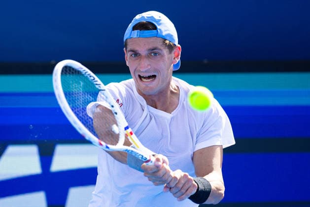 2026 Delray Beach Open - Day 3 - Flavio Cobolli (ITA) Vs Terence Atmane (FRA) Terence Atmane of France plays against Flavio Cobolli of Italy during their match on Day 3 of the Delray Beach Open at the Delray Tennis Center in Delray Beach, Florida, on February 18, 2026. Delray Beach FL United States  Copyright: xMauricioxPaizx originalFilename:paiz-2026delr260218_npSZ9.jpg