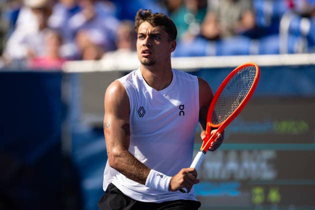 2026 Delray Beach Open - Day 3 - Flavio Cobolli (ITA) Vs Terence Atmane (FRA) Flavio Cobolli of Italy plays against Terence Atmane of France during their match on Day 3 of the Delray Beach Open at the Delray Tennis Center in Delray Beach, Florida, on February 18, 2026. Delray Beach FL United States  Copyright: xMauricioxPaizx originalFilename:paiz-2026delr260218_npWxl.jpg