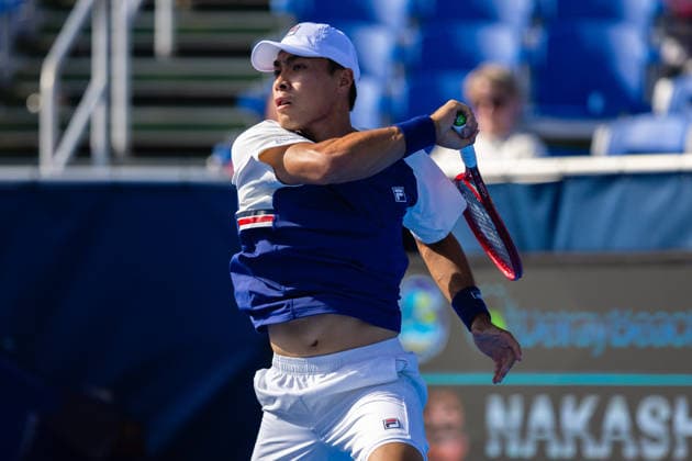2026 Delray Beach Open - Day 3 - Coleman Wong (Hong Kong) Vs Brandon Nakashima (USA) Brandon Nakashima of the USA plays against Coleman Wong of Hong Kong during their match on Day 3 of the Delray Beach Open at the Delray Tennis Center in Delray Beach, Florida, on February 18, 2026. Delray Beach FL United States  Copyright: xMauricioxPaizx originalFilename:paiz-2026delr260218_np6DA.jpg