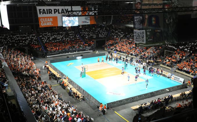 Max Schmeling Halle Overview Spectators Fans Sport Volleyball CEV Champions League Men Season 2025 2026 18 02 2026 BR Volleys Berlin BRV vs Sir Sicoma Monini Perugia