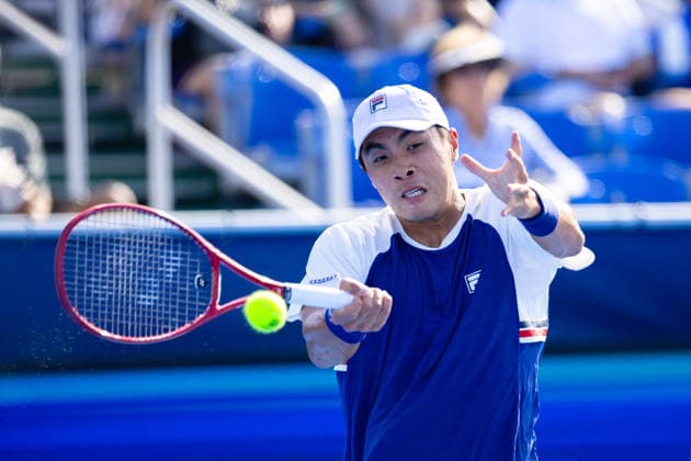 2026 Delray Beach Open - Day 3 - Coleman Wong (Hong Kong) Vs Brandon Nakashima (USA) Brandon Nakashima of the USA plays against Coleman Wong of Hong Kong during their match on Day 3 of the Delray Beach Open at the Delray Tennis Center in Delray Beach, Florida, on February 18, 2026. Delray Beach FL United States  Copyright: xMauricioxPaizx originalFilename:paiz-2026delr260218_np5Mj.jpg