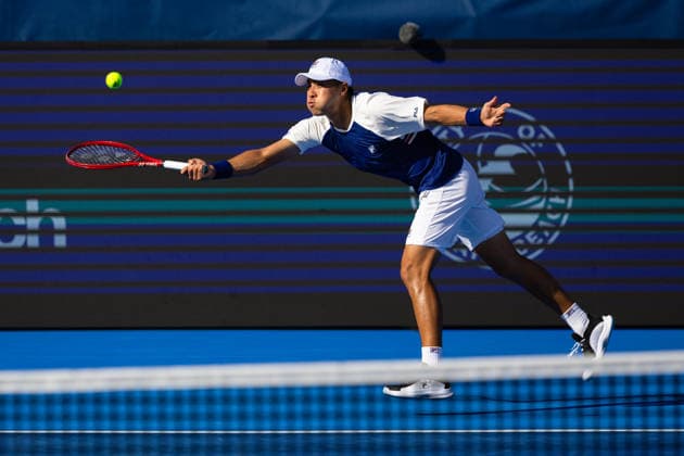 2026 Delray Beach Open - Day 3 - Coleman Wong (Hong Kong) Vs Brandon Nakashima (USA) Brandon Nakashima of the USA plays against Coleman Wong of Hong Kong during their match on Day 3 of the Delray Beach Open at the Delray Tennis Center in Delray Beach, Florida, on February 18, 2026. Delray Beach FL United States  Copyright: xMauricioxPaizx originalFilename:paiz-2026delr260218_np6tJ.jpg