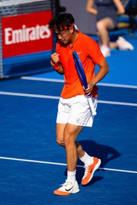 2026 Delray Beach Open - Day 3 - Coleman Wong (Hong Kong) Vs Brandon Nakashima (USA) Coleman Wong of Hong Kong pumps his fist against Brandon Nakashima of the USA during their match on Day 3 of the Delray Beach Open at the Delray Tennis Center in Delray Beach, Florida, on February 18, 2026. Delray Beach FL United States  Copyright: xMauricioxPaizx originalFilename:paiz-2026delr260218_npgsT.jpg