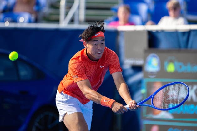 2026 Delray Beach Open - Day 3 - Coleman Wong (Hong Kong) Vs Brandon Nakashima (USA) Coleman Wong of Hong Kong plays against Brandon Nakashima of the USA during their match on Day 3 of the Delray Beach Open at the Delray Tennis Center in Delray Beach, Florida, on February 18, 2026. Delray Beach FL United States  Copyright: xMauricioxPaizx originalFilename:paiz-2026delr260218_nptR7.jpg