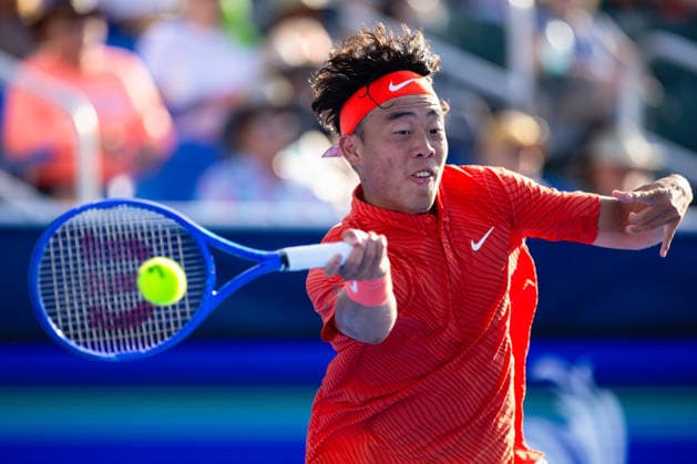 2026 Delray Beach Open - Day 3 - Coleman Wong (Hong Kong) Vs Brandon Nakashima (USA) Coleman Wong of Hong Kong plays against Brandon Nakashima of the USA during their match on Day 3 of the Delray Beach Open at the Delray Tennis Center in Delray Beach, Florida, on February 18, 2026. Delray Beach FL United States  Copyright: xMauricioxPaizx originalFilename:paiz-2026delr260218_npvww.jpg