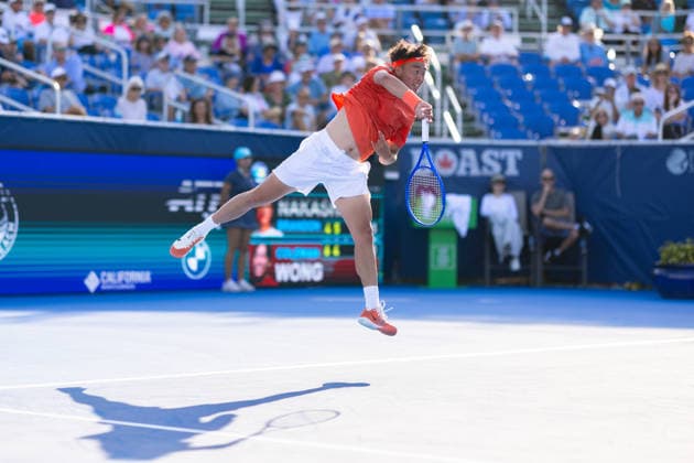 2026 Delray Beach Open - Day 3 - Coleman Wong (Hong Kong) Vs Brandon Nakashima (USA) Coleman Wong of Hong Kong plays against Brandon Nakashima of the USA during their match on Day 3 of the Delray Beach Open at the Delray Tennis Center in Delray Beach, Florida, on February 18, 2026. Delray Beach FL United States  Copyright: xMauricioxPaizx originalFilename:paiz-2026delr260218_npe95.jpg