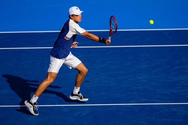 2026 Delray Beach Open - Day 3 - Coleman Wong (Hong Kong) Vs Brandon Nakashima (USA) Brandon Nakashima of the USA plays against Coleman Wong of Hong Kong during their match on Day 3 of the Delray Beach Open at the Delray Tennis Center in Delray Beach, Florida, on February 18, 2026. Delray Beach FL United States  Copyright: xMauricioxPaizx originalFilename:paiz-2026delr260218_nphUF.jpg