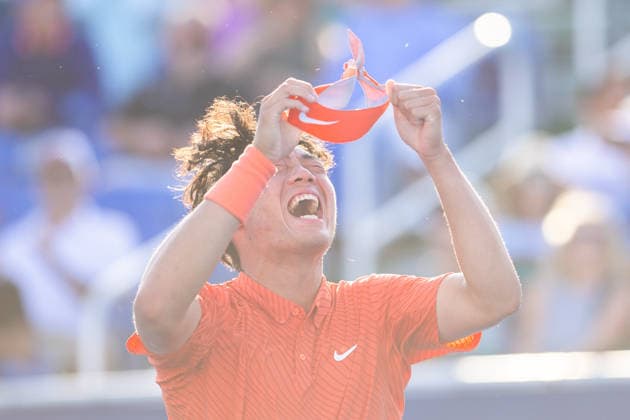 2026 Delray Beach Open - Day 3 - Coleman Wong (Hong Kong) Vs Brandon Nakashima (USA) Coleman Wong of Hong Kong reacts after defeating Brandon Nakashima of the USA during their match on Day 3 of the Delray Beach Open at the Delray Tennis Center in Delray Beach, Florida, on February 18, 2026. Delray Beach FL United States  Copyright: xMauricioxPaizx originalFilename:paiz-2026delr260218_npYNv.jpg