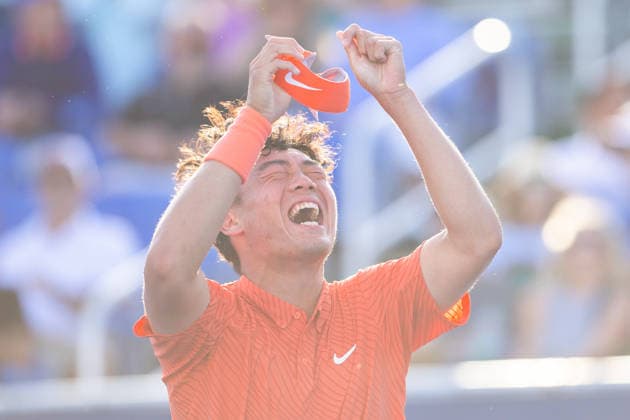 2026 Delray Beach Open - Day 3 - Coleman Wong (Hong Kong) Vs Brandon Nakashima (USA) Coleman Wong of Hong Kong reacts after defeating Brandon Nakashima of the USA during their match on Day 3 of the Delray Beach Open at the Delray Tennis Center in Delray Beach, Florida, on February 18, 2026. Delray Beach FL United States  Copyright: xMauricioxPaizx originalFilename:paiz-2026delr260218_npYsz.jpg