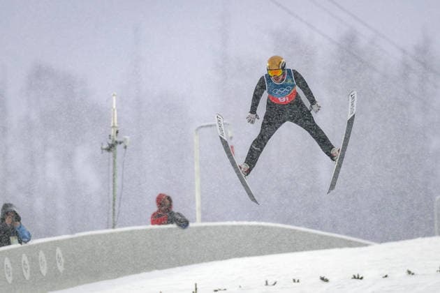 OLYMPICS - Winter Olympic Games, Olympische Spiele, Olympia, OS Milano Cortina 2026 PREDAZZO,ITALY,19.FEB.26 - OLYMPICS, NORDIC SKIING, NORDIC COMBINED, Ski jumping, Skispringen, Ski, nordisch - Winter Olympic Games Milano Cortina 2026, team sprint, large hill. Image shows Mael Tyrode (FRA).  GEPAxpictures xMatthiasxTrinkl