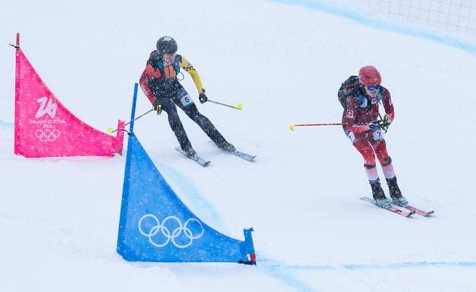 OLYMPICS - Winter Olympic Games, Olympische Spiele, Olympia, OS Milano Cortina 2026 BORMIO,ITALY,19.FEB.26 - OLYMPICS, SKI MOUNTAINEERING - Winter Olympic Games Milano Cortina 2026, sprint race. Image shows Tatjana Paller (GER) and Caroline Ulrich (SUI).  GEPAxpictures xHaraldxSteiner