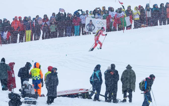 OLYMPICS - Winter Olympic Games, Olympische Spiele, Olympia, OS Milano Cortina 2026 BORMIO,ITALY,19.FEB.26 - OLYMPICS, SKI MOUNTAINEERING - Winter Olympic Games Milano Cortina 2026, sprint race. Image shows Johanna Hiemer (AUT) and fans.  GEPAxpictures xHaraldxSteiner