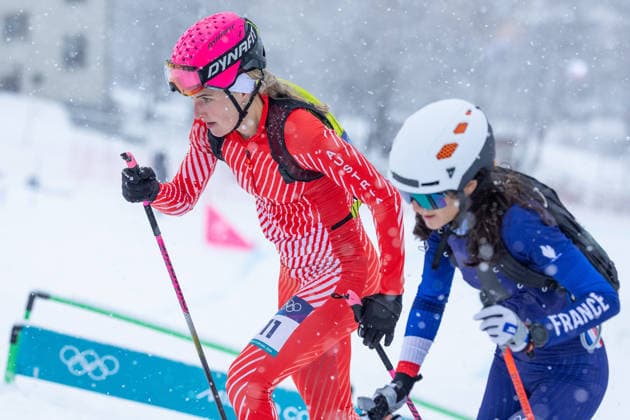 OLYMPICS - Winter Olympic Games, Olympische Spiele, Olympia, OS Milano Cortina 2026 BORMIO,ITALY,19.FEB.26 - OLYMPICS, SKI MOUNTAINEERING - Winter Olympic Games Milano Cortina 2026, sprint race. Image shows Johanna Hiemer (AUT) and Margot Ravinel (FRA).  GEPAxpictures xHaraldxSteiner