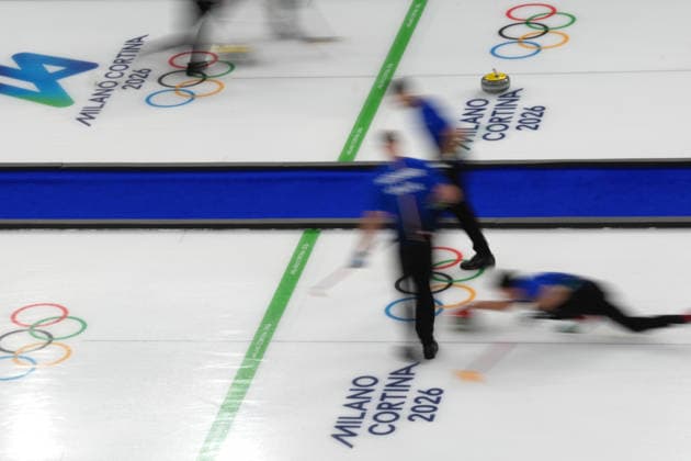 Italy ™s team during Curling Men Italy vs Swiss at Curling Arena at the Milano Cortina 2026 Winter Olympics, in Cortina (Italy) February 19 , 2026 (Spada LaPresse)  Copyright: xSpada LaPressex