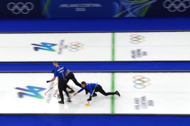 Italy ™s team during Curling Men Italy vs Swiss at Curling Arena at the Milano Cortina 2026 Winter Olympics, in Cortina (Italy) February 19 , 2026 (Spada LaPresse)  Copyright: xSpada LaPressex