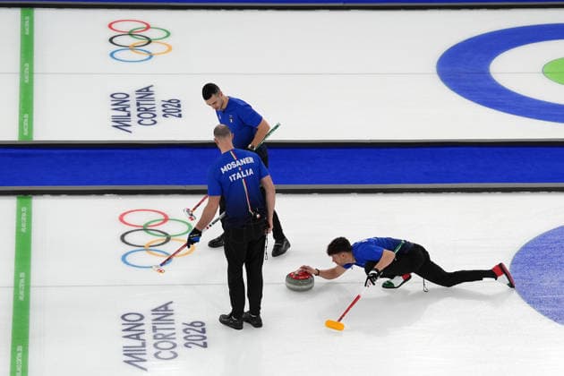 Italy ™s team during Curling Men Italy vs Swiss at Curling Arena at the Milano Cortina 2026 Winter Olympics, in Cortina (Italy) February 19 , 2026 (Spada LaPresse)  Copyright: xSpada LaPressex