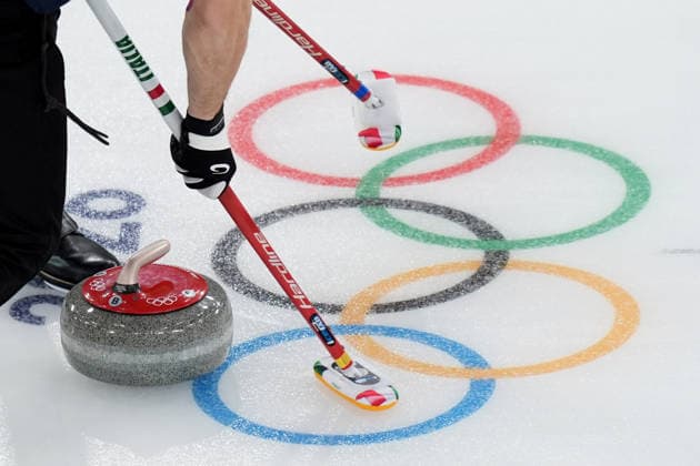Italy™s stone during Curling Men Italy vs Swiss at Curling Arena at the Milano Cortina 2026 Winter Olympics, in Cortina (Italy) February 19 , 2026 (Spada LaPresse)  Copyright: xSpada LaPressex