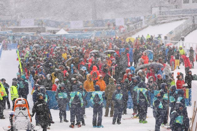 Fans, FEBRUARY 19, 2026 - Nordic Combined : Team Sprint during the Milano Cortina 2026 Olympic Winter games, Winterspiele,Spiele, Summer games at Predazzo Ski jumping, Skispringen, Ski, nordisch Stadium in Predazzo, Italy. Noxthirdxpartyxsales  aflo_320464006