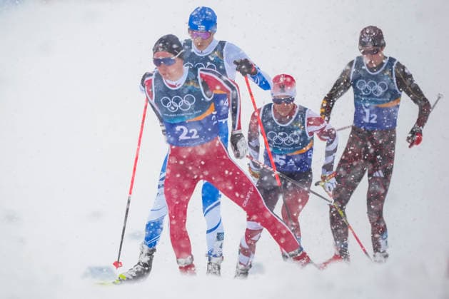 Winter Olympics in Milan Cortina 2026 Val di Fiemme, Italy 20260219. Jens Luraas Oftebro from Norway, Eero Hirvonen from Finland, Johannes Lamparter from Austria and Vinzenz Geiger from Germany during the combined team sprint 2 x 7.5 km Tesero CC-Stadium during the Winter Olympics in Milano Cortina 2026. Photo: Lise Aaserud NTB Val di Fiemme Italy EDITORIAL USE ONLY. RESTRICTED USE FOR BETTING COMPANIES Ref:_SPOWsMUG7MA08I.jpg *** Winter Olympics in Milan Cortina 2026 Val di Fiemme, Italy 20260219 Jens Luraas Oftebro from Norway, Eero Hirvonen from Finland, Johannes Lamparter from Austria and Vinzenz Geiger from Germany during the combined team sprint 2 x 7 5 km Tesero CC Stadium during the Winter Olympics in Milano Cortina 2026 Photo Lise Aaserud NTB Val di Fiemme Italy EDITORIAL USE ONLY RESTRICTED USE FOR BETTING COMPANIES  Copyright: xLisexAserudx xNTBx