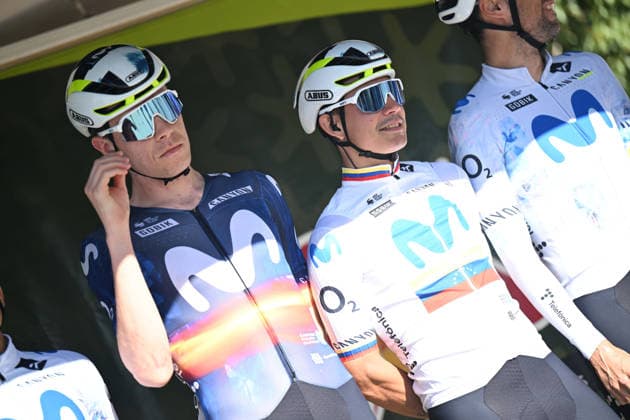 19-02-2026 Vuelta Andalucia; Tappa 02 Torrox - Otura; 2026, Movistar; Romeo Abad, Ivan; Aular Sanabria, Orluis; Torrox; 