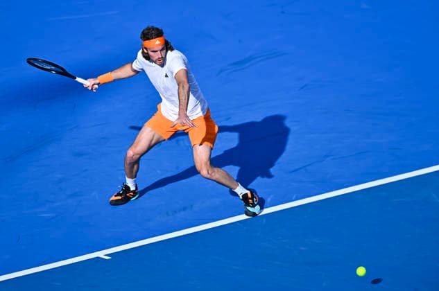 ATP, Tennis Herren Qatar Exxonmobil Open-Quarter Final Stefanos Tsitsipas of Greece competes against Andrey Rublev of Russia in the Quarter final at the ATP men s Qatar ExxonMobil Open 2026 tennis tournament at the Khalifa International Tennis Complex in Doha, Qatar, on February 19, 2026. DOHA Qatar Copyright: xNOUSHADx