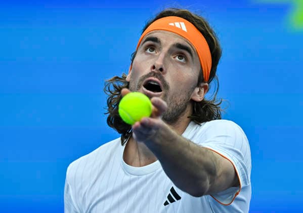 ATP, Tennis Herren Qatar Exxonmobil Open-Quarter Final Stefanos Tsitsipas of Greece competes against Andrey Rublev of Russia in the Quarter final at the ATP men s Qatar ExxonMobil Open 2026 tennis tournament at the Khalifa International Tennis Complex in Doha, Qatar, on February 19, 2026. DOHA Qatar Copyright: xNOUSHADx