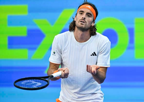ATP, Tennis Herren Qatar Exxonmobil Open-Quarter Final Stefanos Tsitsipas of Greece competes against Andrey Rublev of Russia in the Quarter final at the ATP men s Qatar ExxonMobil Open 2026 tennis tournament at the Khalifa International Tennis Complex in Doha, Qatar, on February 19, 2026. DOHA Qatar Copyright: xNOUSHADx