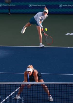 Laura Siegemund GER , Vera Zvonareva, Ladies Doubles, Ladies Doubles Dubai Duty Free Tennis Championships, Dubai, U A E , Copyright: xJuergenxHasenkopfx
