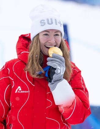 OLYMPICS - Winter Olympic Games, Olympische Spiele, Olympia, OS Milano Cortina 2026 BORMIO,ITALY,19.FEB.26 - OLYMPICS, SKI MOUNTAINEERING - Winter Olympic Games Milano Cortina 2026, sprint race, medal ceremony. Image shows Marianne Fatton (SUI). Keywords: medal.  GEPAxpictures xHaraldxSteiner