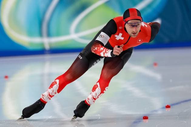 MILAN , 19-02-2026 , Milano Speed skating, Eisschnelllauf Stadium , Olympic Winter games, Winterspiele,Spiele, Summer games 2026 - Speed Skating 1500m men, Picture shows Livio Wenger Olympic Winter Games 2026 - Speed Skating 1500m men  x201735129x Copyright: