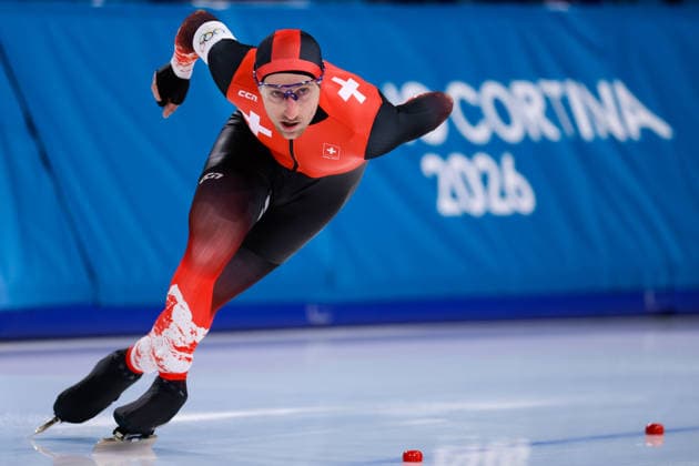 2026-02-19 Speed skating, Eisschnelllauf - Milano Cortina 2026 Winter Olympics - Day 13 MILAN, ITALY - FEBRUARY 19: Livio Wenger of Switzerland competing in the Men s 1500m during Day 13 of Speed Skating - Milano Cortina 2026 Winter Olympics at Milano Speed Skating Stadium on February 19, 2026 in Milan, Italy. (Photo by Joris Verwijst BSR Agency) Milan Italy Content not available for redistribution in The Netherlands directly or indirectly through any third parties. Copyright: xBSRxAgencyx