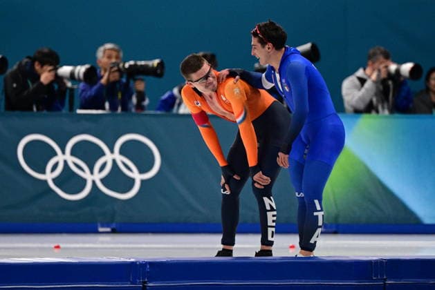 XXV Winter Olympic Games, Olympische Spiele, Olympia, OS in Milan, Italy, on February 19, 2026. Speed skating, Eisschnelllauf Men s 1500m. From left: Joep Wennemars from Netherlands and Daniele Di Stefano from Italy. (CTKxPhoto MichalxKamaryt) CTKPhotoP2026021908090  CTKPhotoP2026021908090