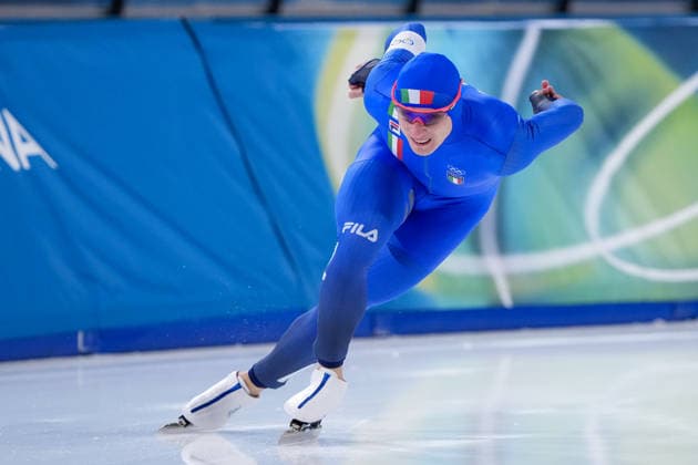 2026-02-19 - Milano Cortina 2026 Winter Olympics Speed skating, Eisschnelllauf 1500m Men MILAN, ITALY - FEBRUARY 19: Daniele Di Stefano of Italy during the Speed Skating 1500m Men on day 15 of the Milano Cortina 2026 Winter Olympics at the Milano Speed Skating Arena on February 19, 2026 in Milan, Italy Milan Milano Speed Skating Arena Italy Content not available for redistribution in The Netherlands directly or indirectly through any third parties. Copyright: xAndrexWeeningx