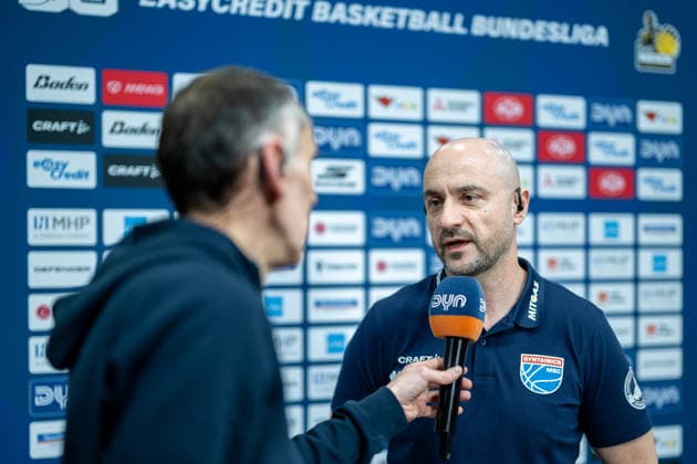 Milenko Bogicevic Syntainics MBC, Head Coach interview, GER, MHP Riesen vs Syntainics MBC Weissenfels, Basketball Bundesliga, easycredit BBL, Matchday 21, Season 2025 2026, 19 02 2026, GER, MHP Riesen vs Syntainics MBC Weissenfels, Basketball Bundesliga, easycredit BBL, Matchday 21, Season 2025 2026, 19 02 2026 Ludwigsburg Copyright: xEibner-Pressefoto SaschaxWaltherx EP_EER