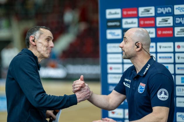 Stefgan Koch DYN Interview with Milenko Bogicevic Syntainics MBC, Head Coach , GER, MHP Riesen vs Syntainics MBC Weissenfels, Basketball Bundesliga, easycredit BBL, Matchday 21, Season 2025 2026, 19 02 2026, GER, MHP Riesen vs Syntainics MBC Weissenfels, Basketball Bundesliga, easycredit BBL, Matchday 21, Season 2025 2026, 19 02 2026 Ludwigsburg Copyright: xEibner-Pressefoto SaschaxWaltherx EP_EER