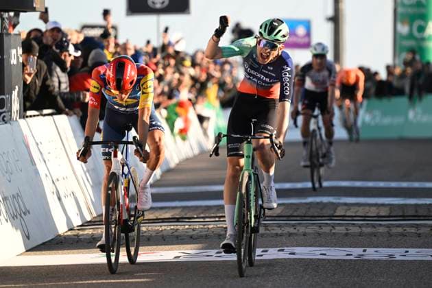 Volta Algarve 2026 Stage 2 FOIA (MONCHIQUE), PORTUGAL - FEBRUARY 19 : Seixas Paul (FRA) of Decathlon CMA CGM Team wins the sprint, second place for Ayuso Juan (ESP) of Lidl - Trek during stage 2 of the 52th edition of Volta Algarve an UCI ProSeries 2.Pro cycling road race stage for Men Elite of 147.2 km with start in Portimao and finish in Foia (Monchique) on February 19, 2026 in Foia (Monchique), Portugal, 19 02 2026 ( Motordriver Guy De Vuyst - Foia (Monchique) Portugal  Copyright: xNicoxVereeckenx