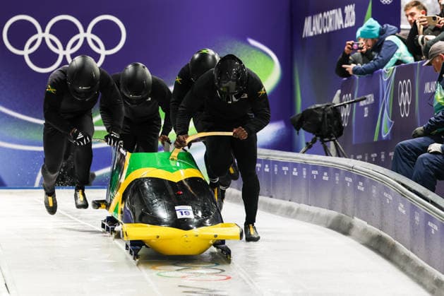 Milano Cortina 2026 - XXV Olympic Winter games, Winterspiele,Spiele, Summer games Cortina D Ampezzo - Italy Thursday , February 19 , 2026 Bobsleigh - Men s 4-man - Official training PITTER Shane (JAM)  Copyright: xLucianoxMariaxBisi IPAxSportx xipa-agency.netx xx IPA_71737237 IPA_Agency_IPA71737237