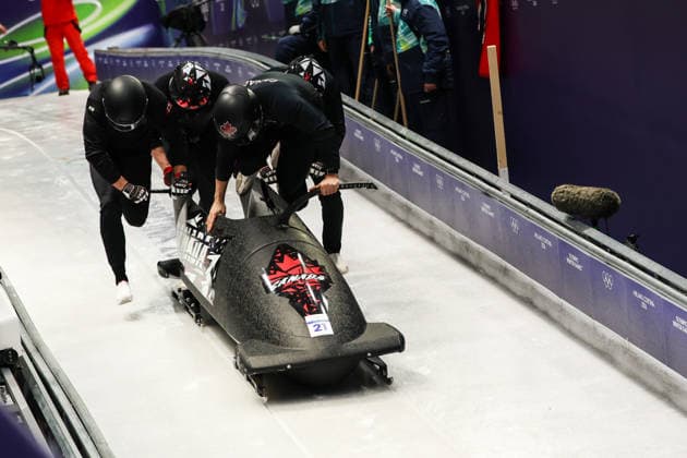 Milano Cortina 2026 - XXV Olympic Winter games, Winterspiele,Spiele, Summer games Cortina D Ampezzo - Italy Thursday , February 19 , 2026 Bobsleigh - Men s 4-man - Official training AUSTIN Taylor (CAN)  Copyright: xLucianoxMariaxBisi IPAxSportx xipa-agency.netx xx IPA_71737328 IPA_Agency_IPA71737328