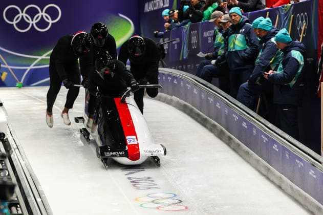 Milano Cortina 2026 - XXV Olympic Winter games, Winterspiele,Spiele, Summer games Cortina D Ampezzo - Italy Thursday , February 19 , 2026 Bobsleigh - Men s 4-man - Official training BROWN Axel (TTO)  Copyright: xLucianoxMariaxBisi IPAxSportx xipa-agency.netx xx IPA_71737335 IPA_Agency_IPA71737335