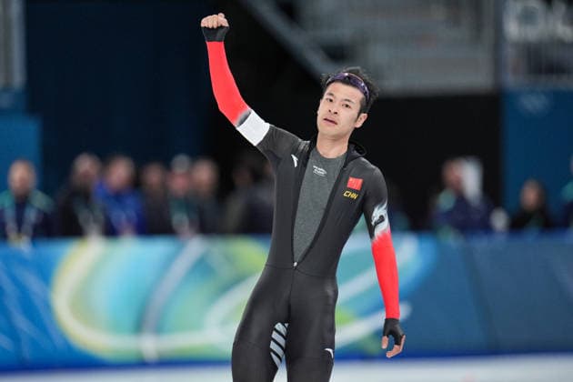 2026 Milano-Cortina Winter Olympics MILAN, ITALY - FEBRUARY 19: Zhongyan Ning of China celebrates after completing the Speed skating, Eisschnelllauf Men s 1500m on day thirteen of the Milano Cortina 2026 Winter Olympic Games, Olympische Spiele, Olympia, OS at Milano Speed Skating Stadium on February 19, 2026 in Milan, Italy. Cemal Yurttas Anadolu Milan Italy. Editorial use only. Please get in touch for any other usage.  Copyright: x2026xAnadoluxCemalxYurttasx