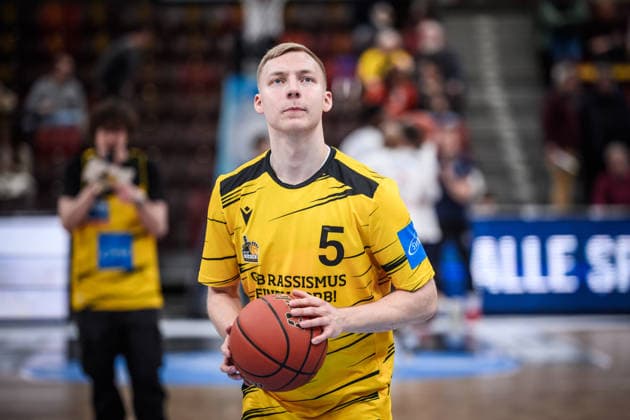 Toms Skuja MHP RIESEN Ludwigsburg, 05 GER, MHP Riesen Ludwigsburg vs Syntainics MBC, Basketball Bundesliga, easycredit BBL, 21 Matchday, Season 2025 2026, 19 02 2026 GER, MHP Riesen Ludwigsburg vs Syntainics MBC, Basketball Bundesliga, easycredit BBL, 21 Matchday, Season 2025 2026, 19 02 2026 Ludwigsburg Copyright: xSandyxDinkelackerx EP_SDR