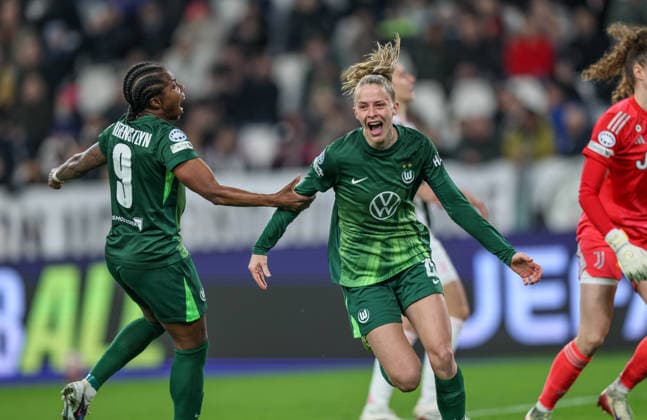 ITA, Wolfsburg, Juventus Turin vs VfL Wolfsburg, WomenÂs Champions League, Football, UEFA, Season 2025 2026, Allianz Stadium, Playoffs, Second leg in the picture Vivien Endemann VfL Wolfsburg Women 25 scores the 1 0, Goal, Cheers and joy, Emotions DFB DFL REGULATIONS PROHIBIT ANY USE OF PHOTOGRAPHS AS IMAGE SEQUENCES AND OR QUASI VIDEO, 19 02 2026 Copyright: HMBxMedia HendrikxHamelau