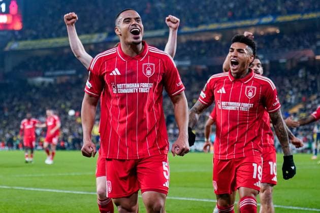 Murillo of Nottingham Forest Football Club celebrates his goal Fenerbache v Nottingham Forest, UEFA Europa League, Knockout Round Play Offs, First Leg, Football, Sukru Saracoglu Stadium, Istanbul, Turkiye - 19 Feb 2026Istanbul Sukru Saracoglu Stadium Turkey EDITORIAL USE ONLY No use with unauthorised audio, video, data, fixture lists, club league logos or live services. Online in-match use limited to 120 images, no video emulation. No use in betting, games or single club league player publications. Copyright: xRaddadxJebarah Shutterstockx 16674269bf