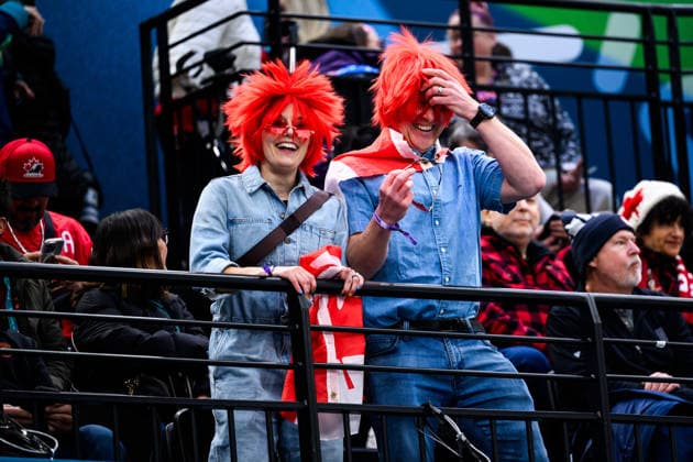 260219 Canadian fans in the stands in the women s Ice hockey, Eishockey final game between USA and Canada during day 13 of the 2026 Winter Olympics on February 19, 2026 in Milan. Photo: Emma Wallskog BILDBYRAN kod EW EW0643 ishockey ice hockey Olympic Games, Olympische Spiele, Olympia, OS olympics winter olympics os ol olympiska spel vinter-os olympiske leker milano cortina 2026 milan cortina 2026 milano cortina 2026 olympic games milano cortina 2026 winter olympic games milano cortina-os milano cortina-ol vinter-ol 13 bbeng dam usa kanada canada final publik *** 260219 Canadian fans in the stands in the women s ice hockey final game between USA and Canada during day 13 of the 2026 Winter Olympics on February 19, 2026 in Milan Photo Emma Wallskog BILDBYRAN code EW EW0643 ice hockey ice hockey olympic games olympics winter olympics os ol olympic games winter os olympic games milano cortina 2026 milan cortina 2026 milano cortina 2026 olympic games milano cortina 2026 winter olympic games milano cortina os milano cortina ol winter ol 13 bbeng dam usa kanada canada final audience  Copyright: EMMAxWALLSKOG BB260219EW087