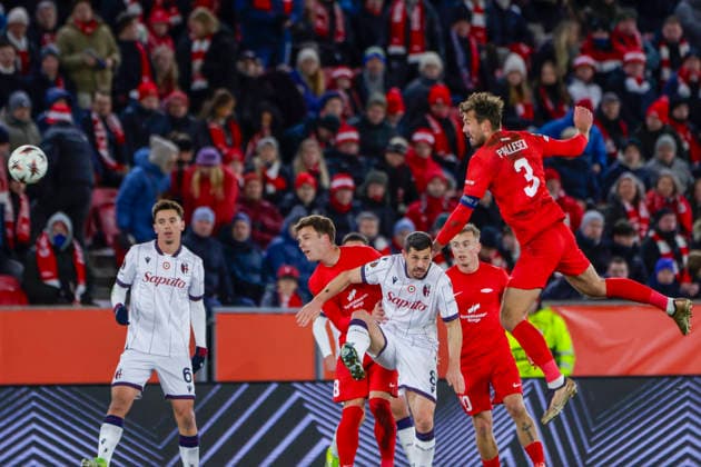 UEFA Europa League SK Brann Bologna Bergen 20260219 Branns Fredrik Pallesen Knudsen in the UEFA Europa League match between SK Brann and Bologna at Brann Stadium Photo Paul S Amundsen NTB Bergen Norway EDITORIAL USE ONLY RESTRICTED USE FOR BETTING COMPANIES  Copyright: xPaulxS.xAmundsenx xNTBx