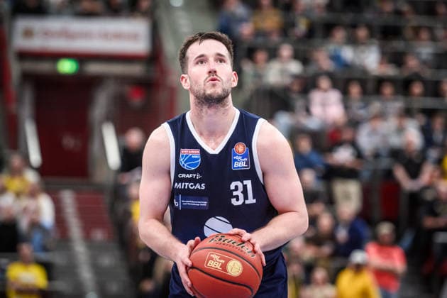 Spencer Reaves Syntainics MBC, 31 free throw GER, MHP Riesen Ludwigsburg vs Syntainics MBC, Basketball Bundesliga, easycredit BBL, 21 Matchday, Season 2025 2026, 19 02 2026 GER, MHP Riesen Ludwigsburg vs Syntainics MBC, Basketball Bundesliga, easycredit BBL, 21 Matchday, Season 2025 2026, 19 02 2026 Ludwigsburg Copyright: xSandyxDinkelackerx EP_SDR