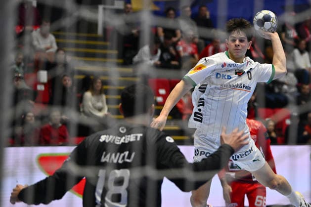 Dinamo Bucharest and Fuchse Berlin, EHF Champions League PRANTNER Leo of Fuchse Berlin reacts during the EHF Champions League Men 2025 26 Group Phase game between Dinamo Bucharest and Fuchse Berlin, in Bucharest, February 19, 2026. Alex Nicodim Imago Images Copyright: xAlexxNicodimx